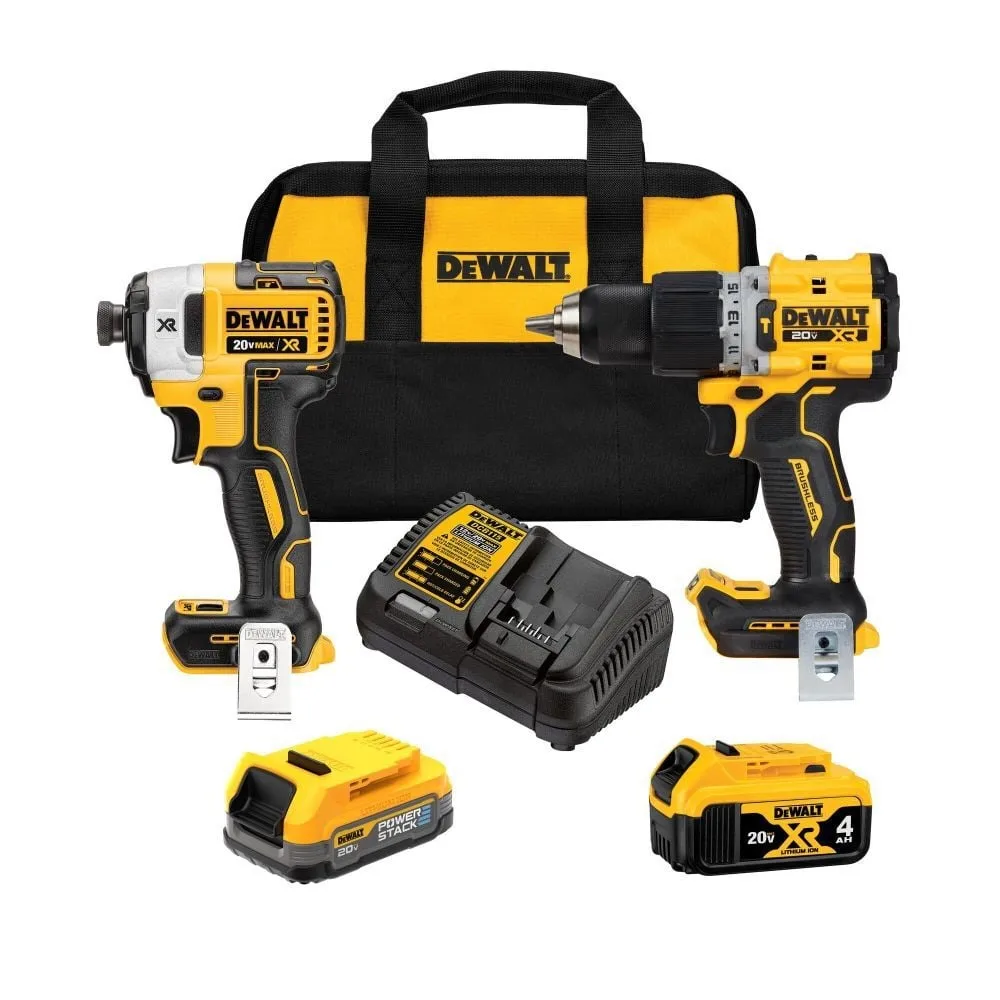 DEWALT 20V MAX XR Lithium-Ion Cordless 2-Tool Combo Kit with 4.0 Ah and 1.7 Ah Batteries and Charger