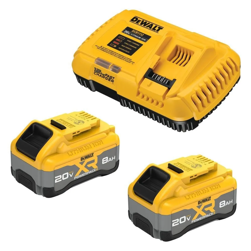 DEWALT 20V MAX XR Lithium-Ion Battery and Charger Kit with (2) Powerpack 8.0 Ah Batteries and Charger
