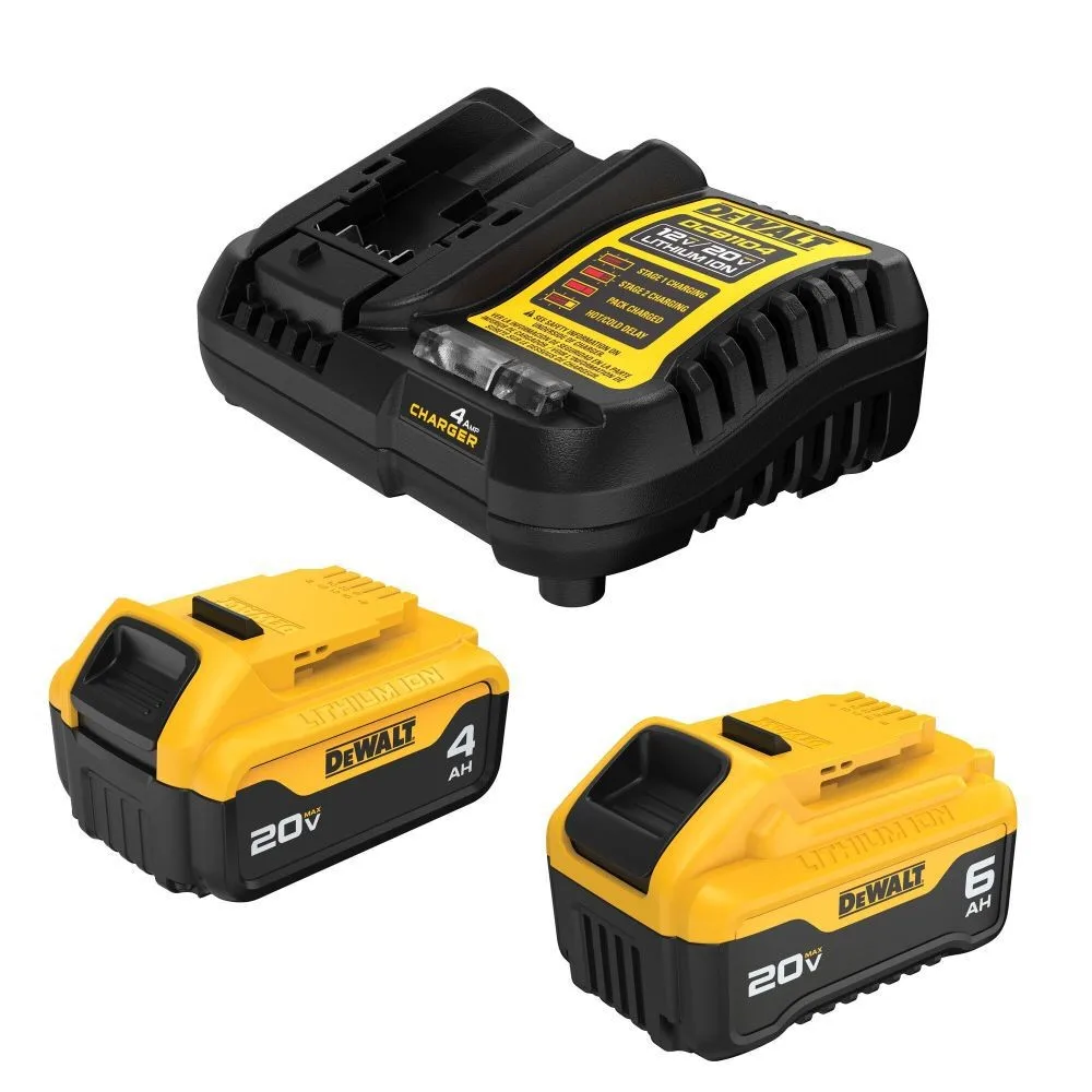 DEWALT 20V MAX Lithium-Ion 6.0Ah and 4.0Ah Battery and Charger Starter Kit