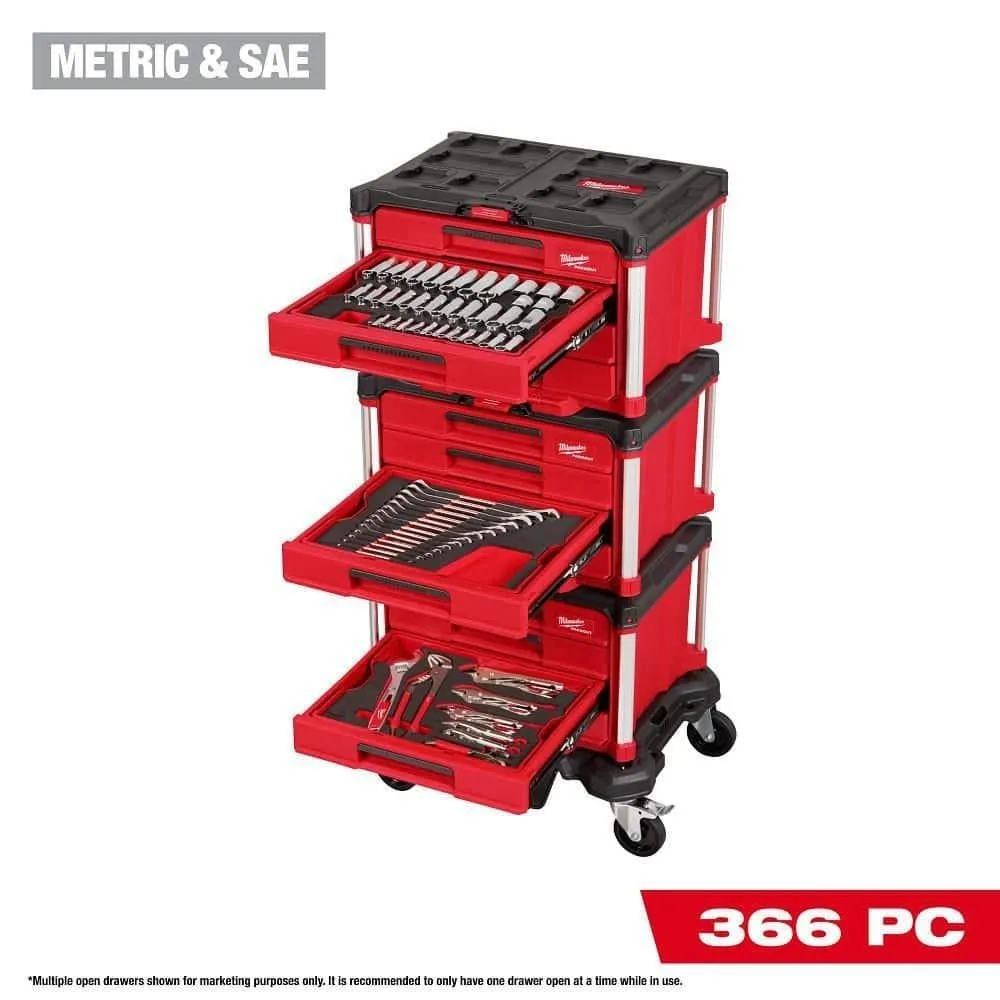 Master Mechanics Hand Tool Set with Packout Drawers and Packout Dolly (366-Piece)