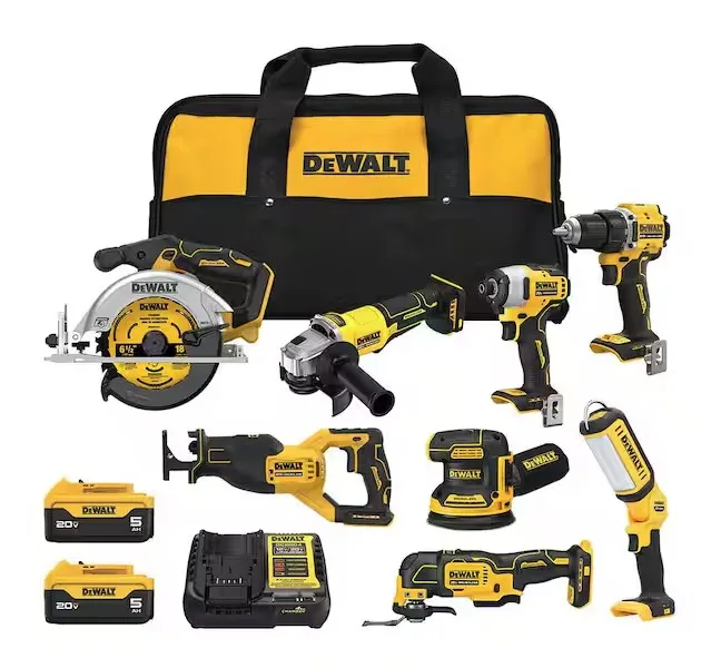 DEWALT 20V Lithium-Ion Cordless 8-Tool Combo Kit with (2) 5.0 Ah Batteries and Charger