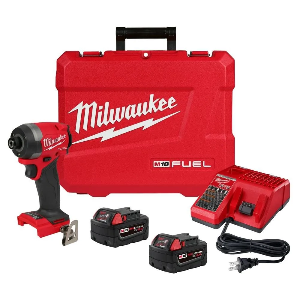 Milwaukee M18 FUEL 18V Lithium-Ion Brushless Cordless 1/4 in. Hex Impact Driver Kit with Two 5.0Ah Batteries Charger Hard Case