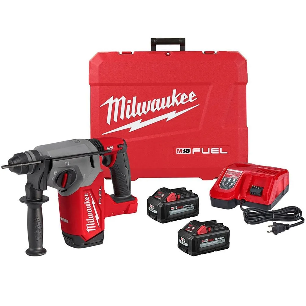Milwaukee M18 FUEL 18V Lithium-Ion Brushless 1 in. Cordless SDS-Plus Rotary Hammer Kit with Two 6.0 Ah Batteries, Hard Case