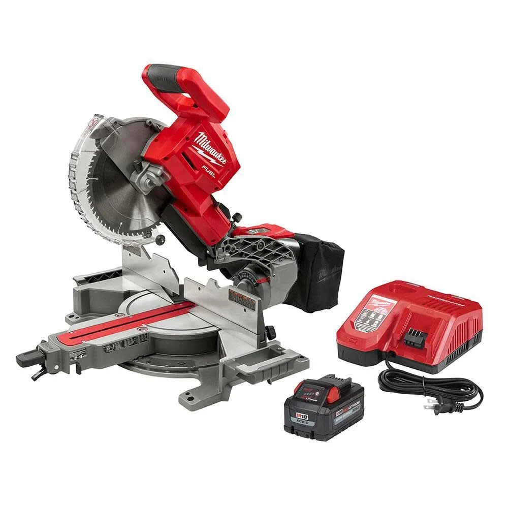Milwaukee M18 FUEL 18V 10 in. Lithium-Ion Brushless Cordless Dual Bevel Sliding Compound Miter Saw Kit with One 8.0 Ah Battery