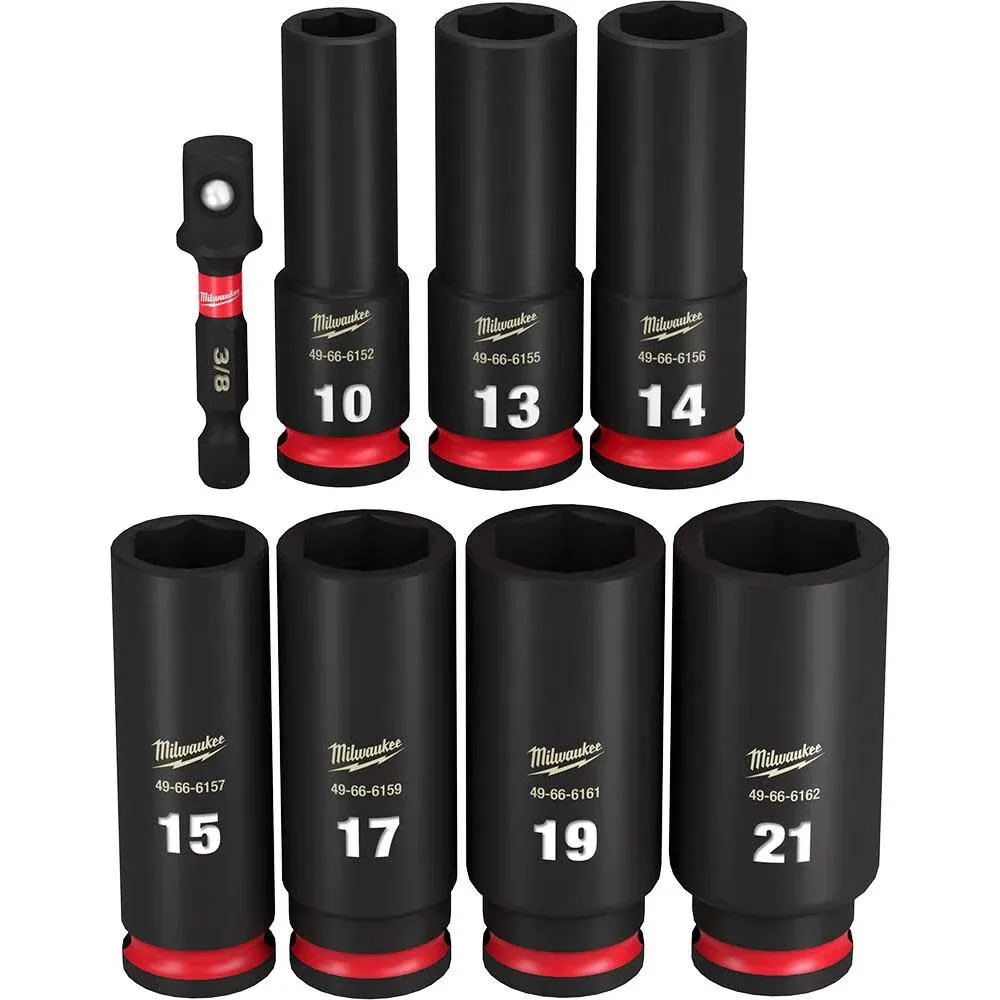 Milwaukee SHOCKWAVE Impact Duty 3/8 in. Metric Deep Impact Rated Socket Set (8-Piece)