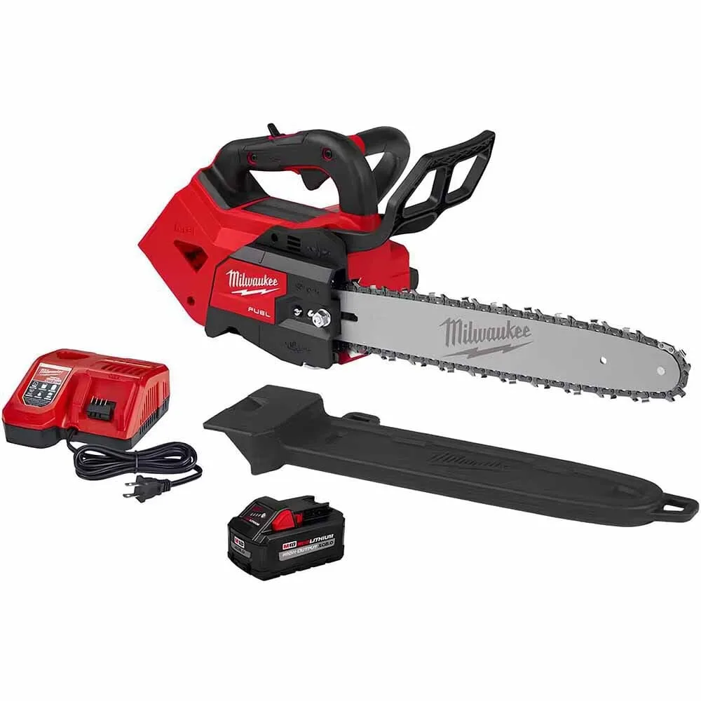 Milwaukee M18 FUEL 14 in. 18V Lithium-Ion Brushless Battery Top Handle Chainsaw Kit with 8.0 Ah Battery & Rapid Charger