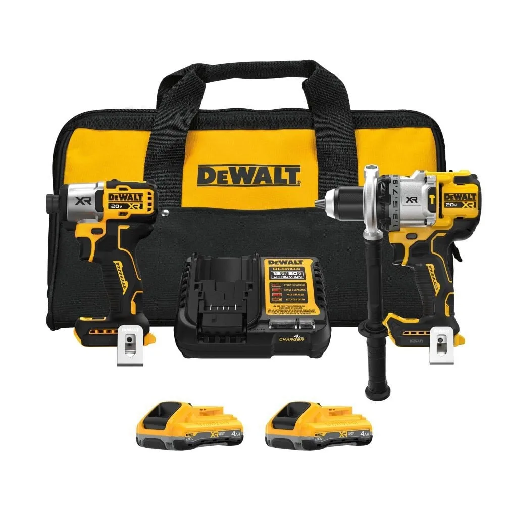 DEWALT 20V MAX Lithium-Ion Cordless 2-Tool Combo Kit with (2) 4.0 Ah Batteries, Charger and Kit Bag