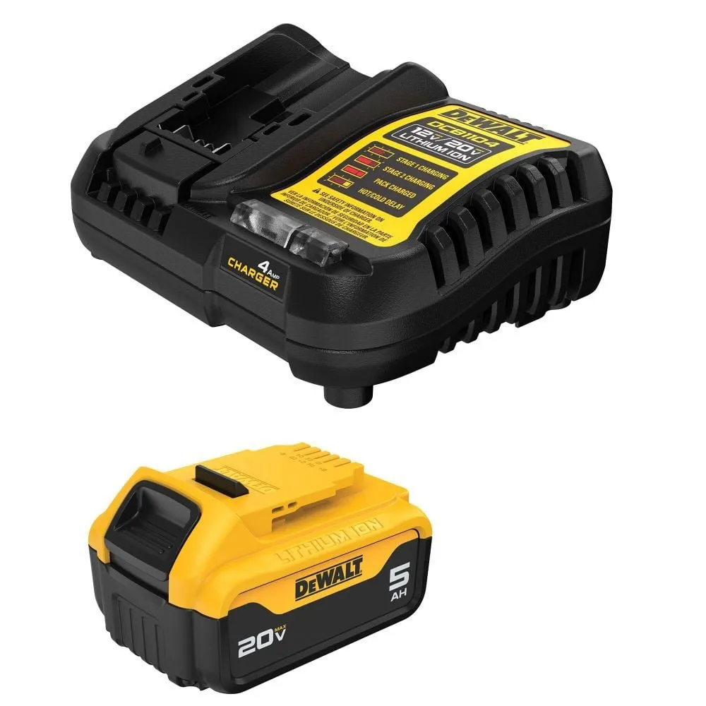 DEWALT 20V MAX Lithium-Ion 5.0 Ah Battery and Charger