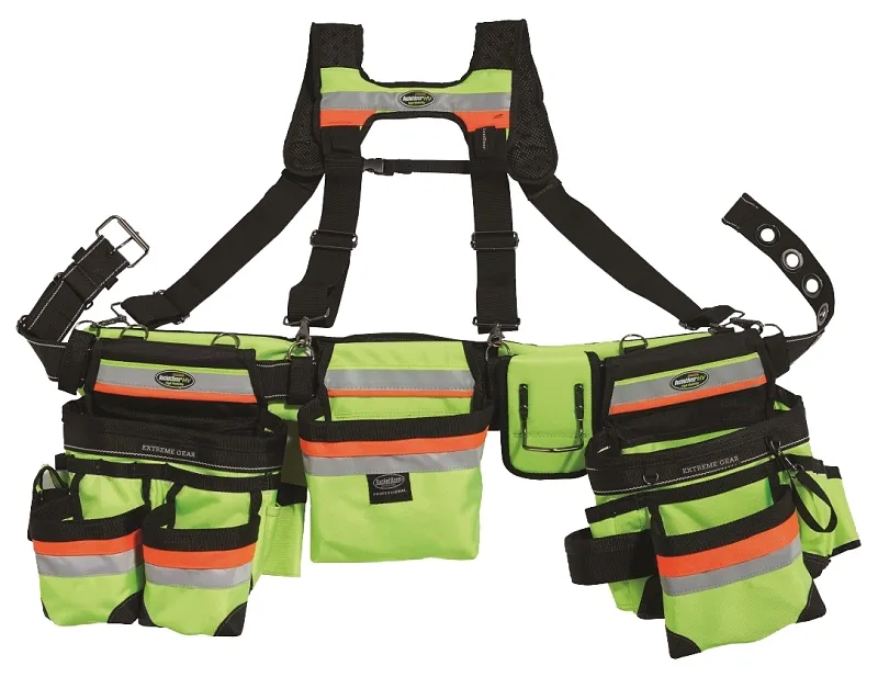 Bucket Boss Framer's Rig, 52 in Waist, Poly Fabric, Black/Yellow, 29-Pocket