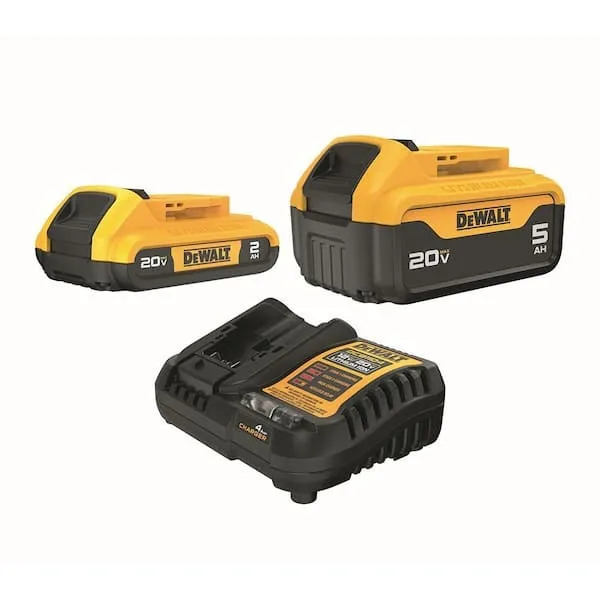 DEWALT 20V MAX Lithium-Ion Battery Kit with 5.0Ah and 2.0Ah Battery and Charger