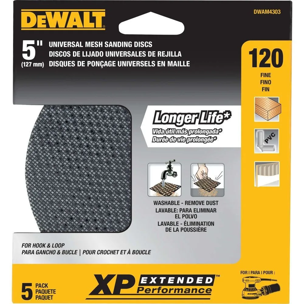 DEWALT Mesh 5-in 120 Grit Random Orbit Disks (5 PACK)