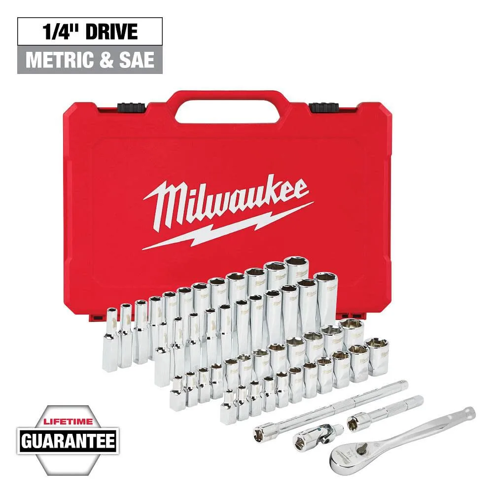 Milwaukee 1/4 in. Drive SAE/Metric Ratchet and Socket Mechanics Tool Set (50-Piece)