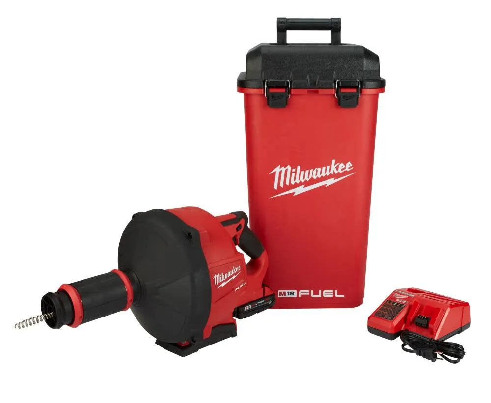 Milwaukee M18 FUEL 18-Volt Lithium-Iron Cordless Plumbing Drain Snake Auger Kit with w/ CABLE DRIVE & 5/16 in. x 35 ft. Cable