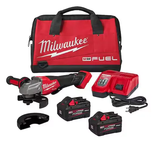 Milwaukee M18 FUEL 18-Volt Lithium-Ion Brushless Cordless 4-1/2 in./6 in. Braking Grinder w/Paddle Switch & Two XC 8.0 Ah Battery