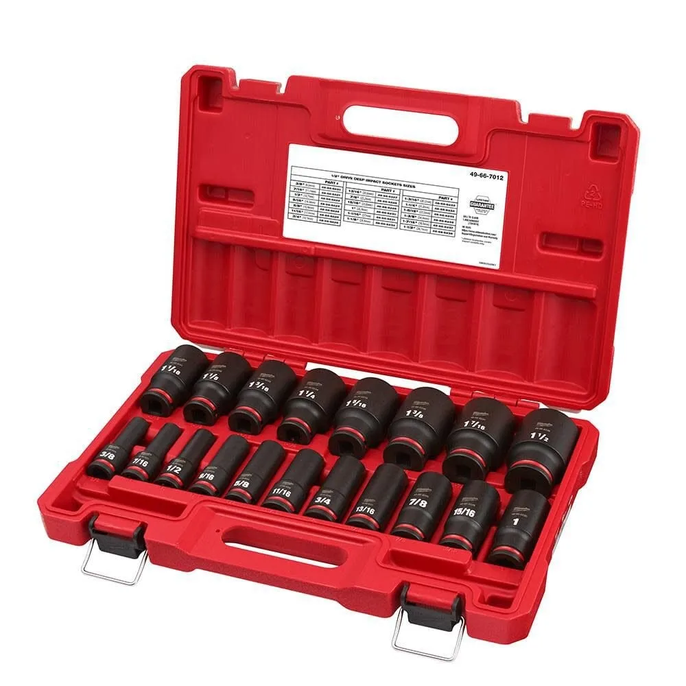 Milwaukee SHOCKWAVE 1/2 in. Drive SAE 6 Point Impact Socket Set (19-Piece)