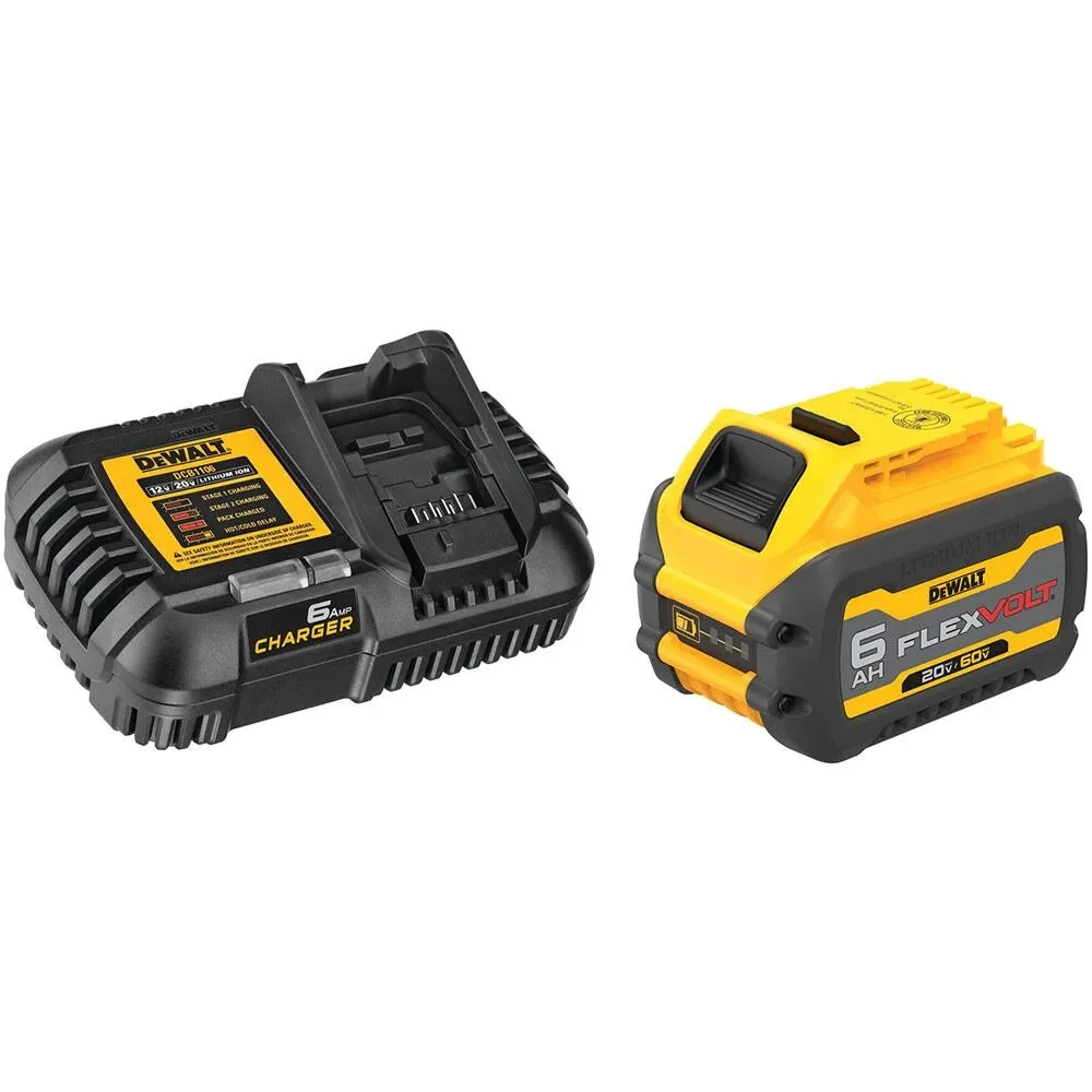 DEWALT FLEXVOLT 20V/60V MAX Lithium-Ion 6.0Ah Battery Pack with 6 Amp Output Charger