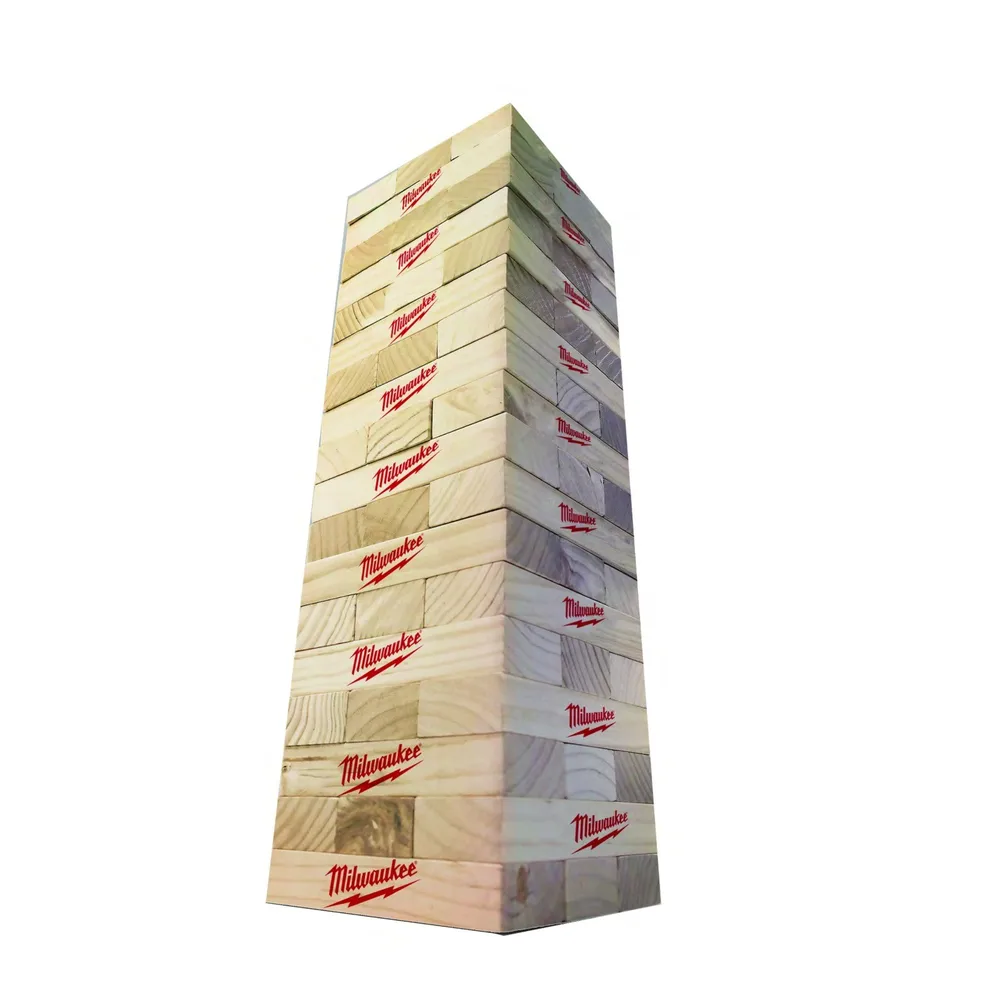 Milwaukee Giant Topple Tower Game – 50-Piece Wooden Block Set