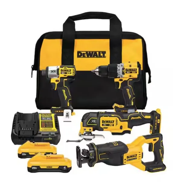 DEWALT 20V MAX Lithium-Ion Cordless 4-Tool Combo Kit with (2) 4.0 Ah Batteries and Charger