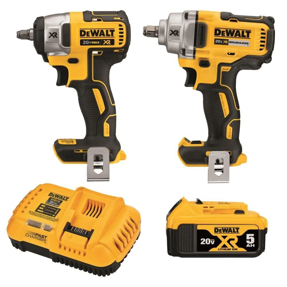 DEWALT 20V MAX XR Cordless Automotive 2 Tool Combo Kit with (1) 1/2 in., (1) 3/8 in. Impact Wrench and (1) 5.0Ah Battery