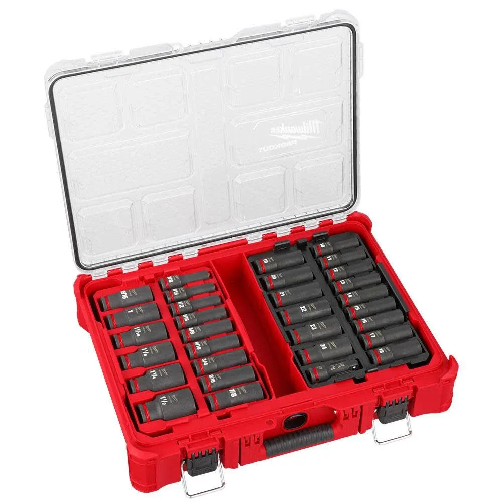 Milwaukee SHOCKWAVE Impact Duty Socket 1/2 Dr SAE/MM PACKOUT Set 31pc