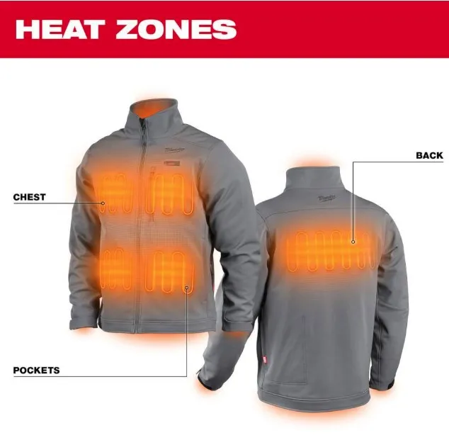 Milwaukee Men's 2X-Large M12 12V Lithium-Ion Cordless TOUGHSHELL Gray Heated Jacket with (1) 3.0 Ah Battery and Charger 2