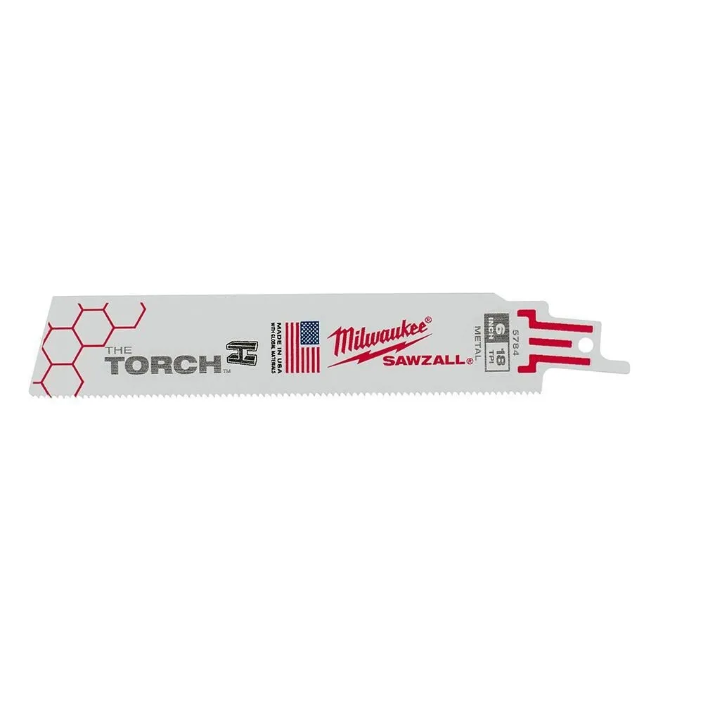 Milwaukee 6 in. 18 TPI TORCH Thick Metal Cutting SAWZALL Reciprocating Saw Blades (5-Pack)