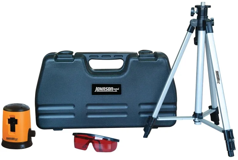 Johnson Laser Level Kit, 100 ft, +/-1/4 in at 35 ft Accuracy, Red Laser