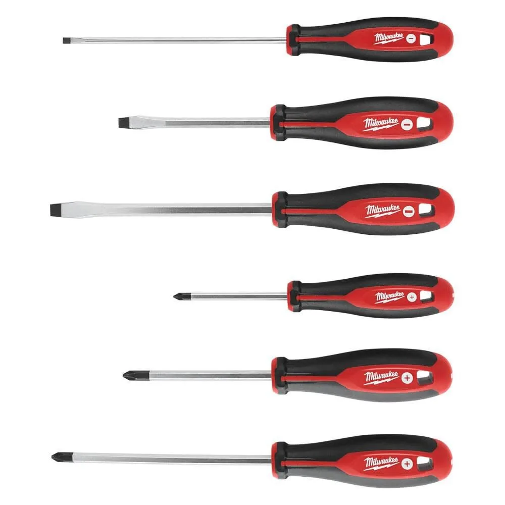 Milwaukee Phillips/Slotted Flat Head Hex Drive Screwdriver Set with Tri-Lobe Handle (6-Piece)