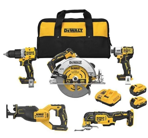 DEWALT 20V Lithium-Ion Cordless 5-Tool Combo Kit with (2) 5.0 Ah Battery Packs and Charger