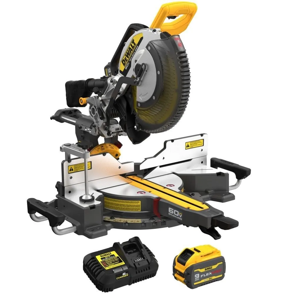 DEWALT 60V Lithium-Ion 12 in. Cordless Sliding Miter Saw Kit with 9.0Ah Battery Pack
