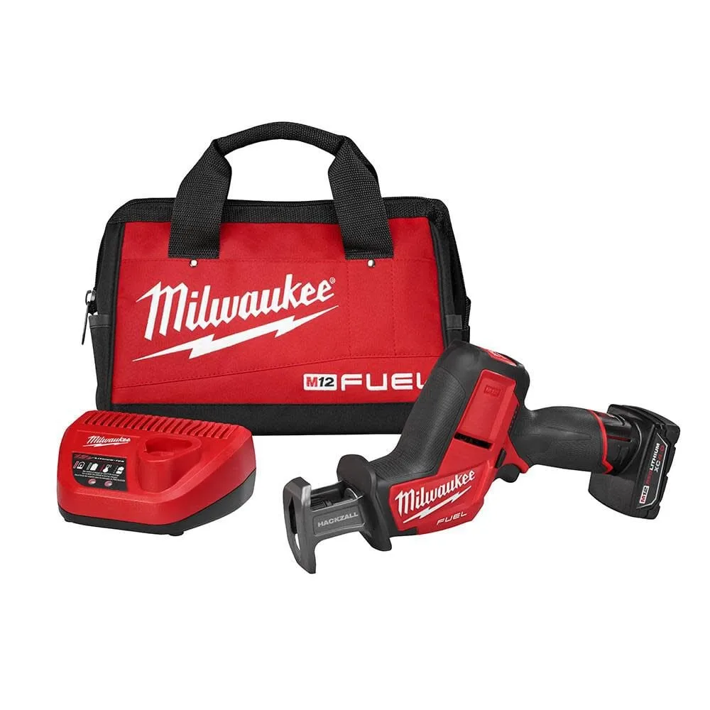 Milwaukee M12 FUEL 12V Lithium-Ion Brushless Cordless HACKZALL Reciprocating Saw Kit w/ One 4.0Ah Batteries Charger & Tool Bag