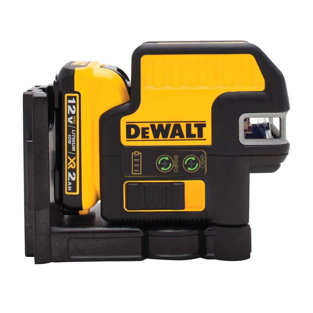 DEWALT 12V MAX Lithium-Ion 100 ft. Green Self-Leveling 5-Spot and Cross Line Laser Level, 2.0Ah Battery, and TSTAK Case