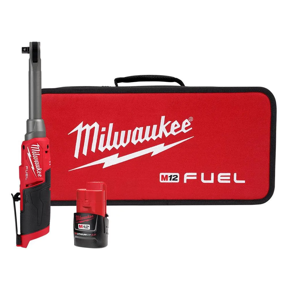 Milwaukee M12 FUEL 12V Lithium-Ion Brushless Cordless 3/8 in. Extended Reach High Speed Ratchet Kit
