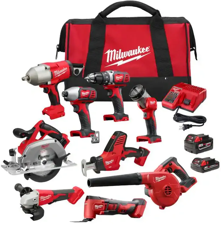 Milwaukee M18 18-Volt Lithium-Ion Cordless Combo Kit 9-Tool with 2-Batteries, Charger and Tool Bag