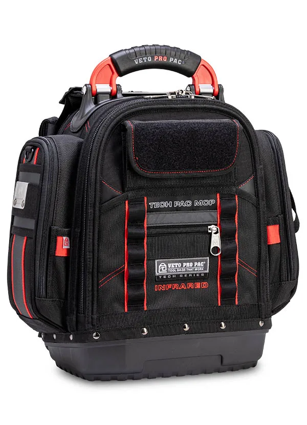 Veto Pro Pac 40 Lbs Small Zippered Compact Tool Backpack, Black/Red