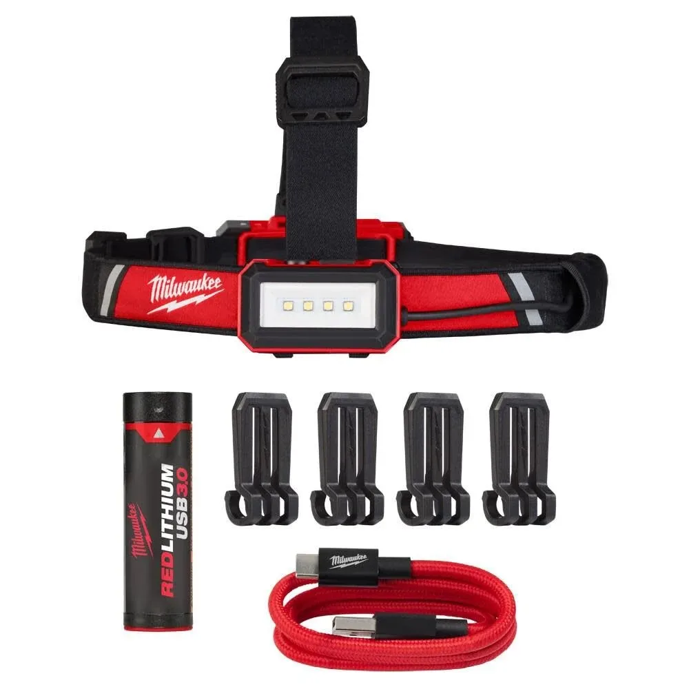 Milwaukee 600 Lumens LED REDLITHIUM USB Low-Profile Hard Hat Headlamp