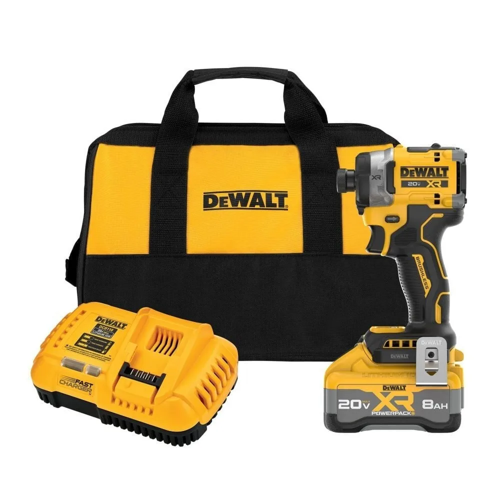 DEWALT 20V MAX Lithium-Ion Cordless 1/4 in. Impact Driver Kit with 8 Ah Battery and Charger