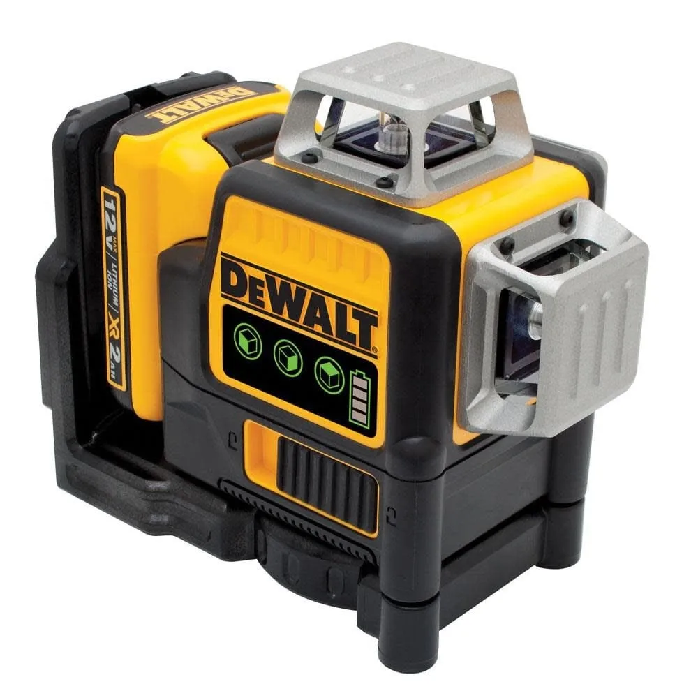 DEWALT 12V MAX Lithium-Ion 100 ft. Green Self-Leveling 3-Beam 360 Degree Laser Level with 2.0Ah Battery, Charger and Case