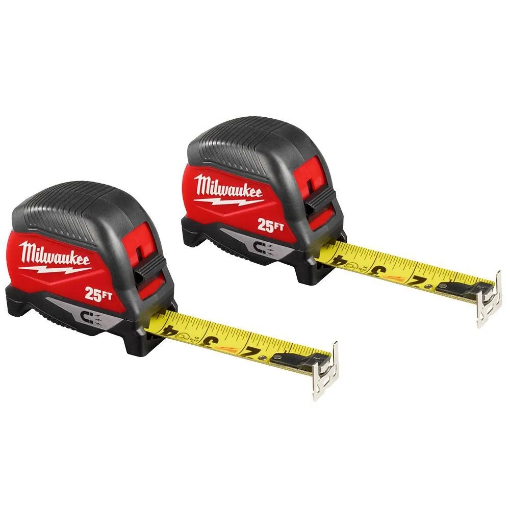 Milwaukee 25 ft. Compact Magnetic Tape Measure (2-Pack)