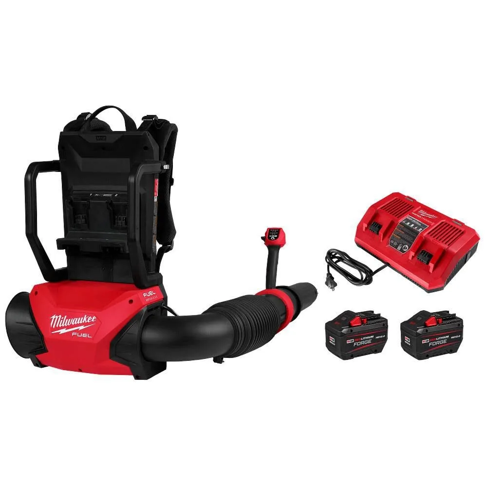 Milwaukee M18 FUEL 155 MPH 650 CFM 18V Brushless Cordless Battery Backpack Blower w/ (2) 12.0 Ah FORGE Batteries, Charger