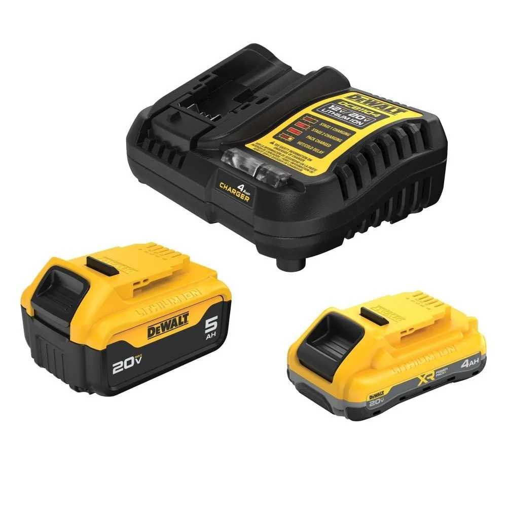 DEWALT 20V MAX Lithium-Ion Starter Kit with 4.0 Ah and 5.0 Ah Batteries and Charger