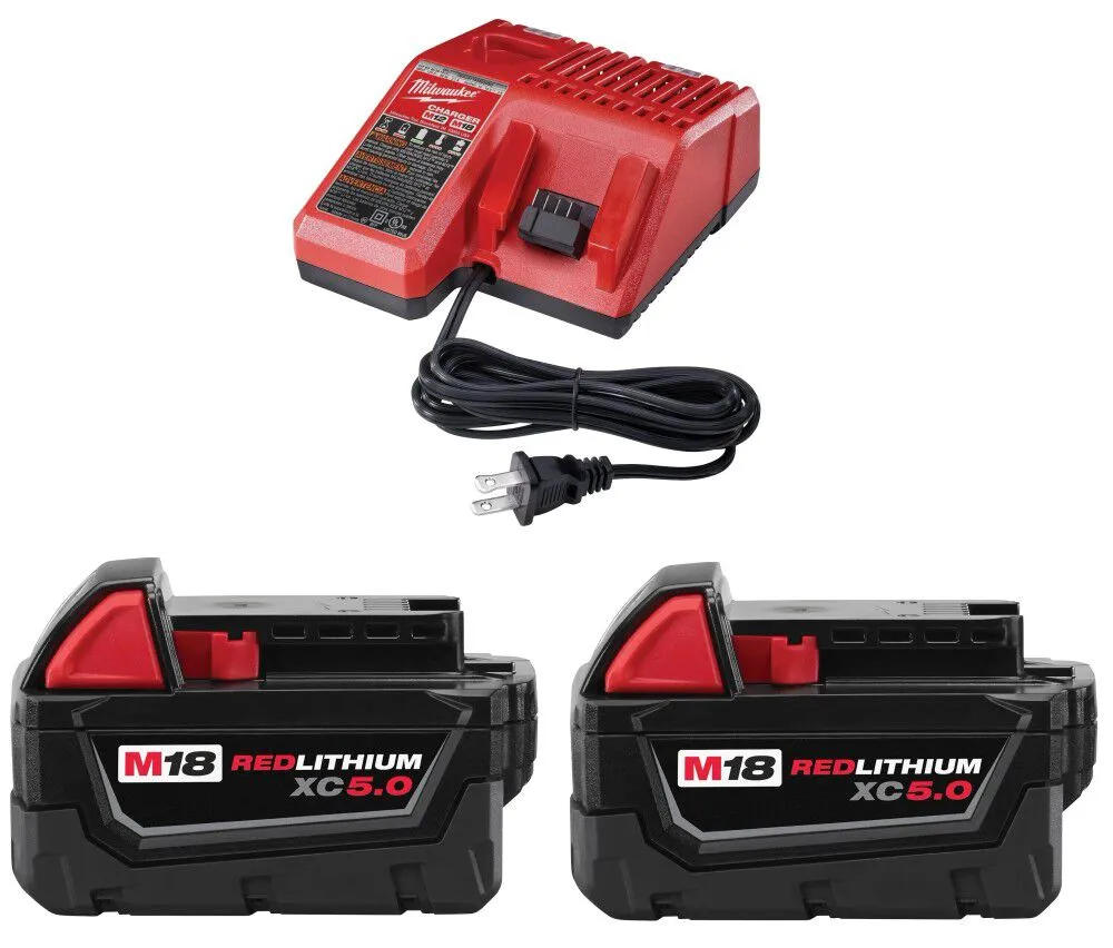 Milwaukee M18 18-Volt Lithium-Ion XC Starter Kit with Two 5.0Ah Batteries and Charger
